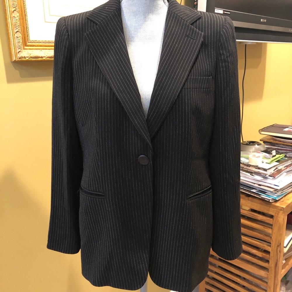 Giorgio Armani Classic Black Pinstripe sz 46 NWOT